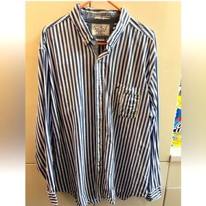 Sea Voyage Nautica Mens Striped Button Up Shirt Long Sleeves Cotton  2XL Slim